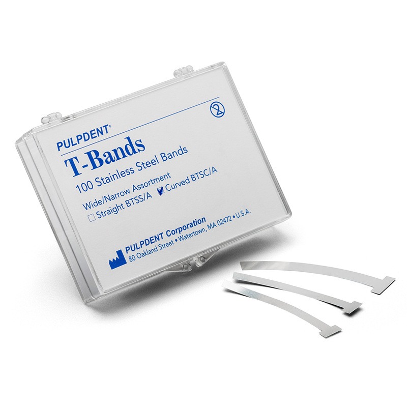 Pulpdent Matrix T Bands Curved Narrow Stainless 100/pk