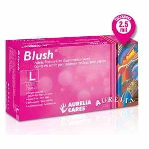 Aurelia BLUSH Ultra Soft Nitrile Powder-Free Gloves - Ultra Stretch - Finger Tip Textured - Blush (Pink)