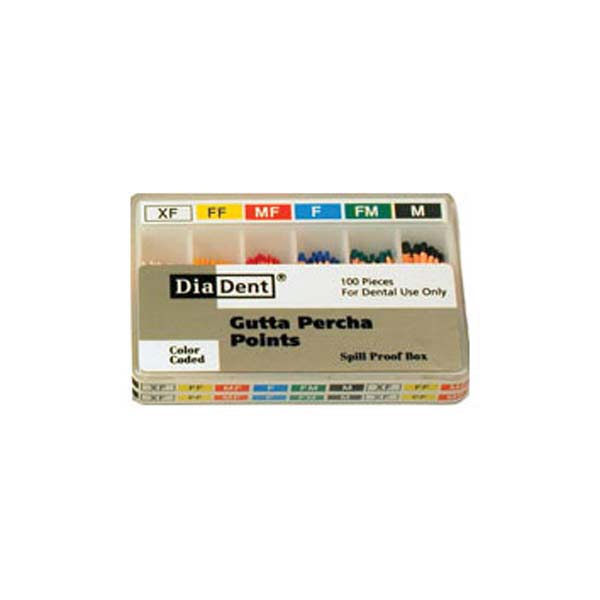 thumbnail image 2 of DIADENT Gutta Percha Points Endodontic Accessory Pack - 100 Pieces, 0.02 Taper, Assorted Sizes (F, FF, FM, L, M, MF, ML, XF) 2 of 5